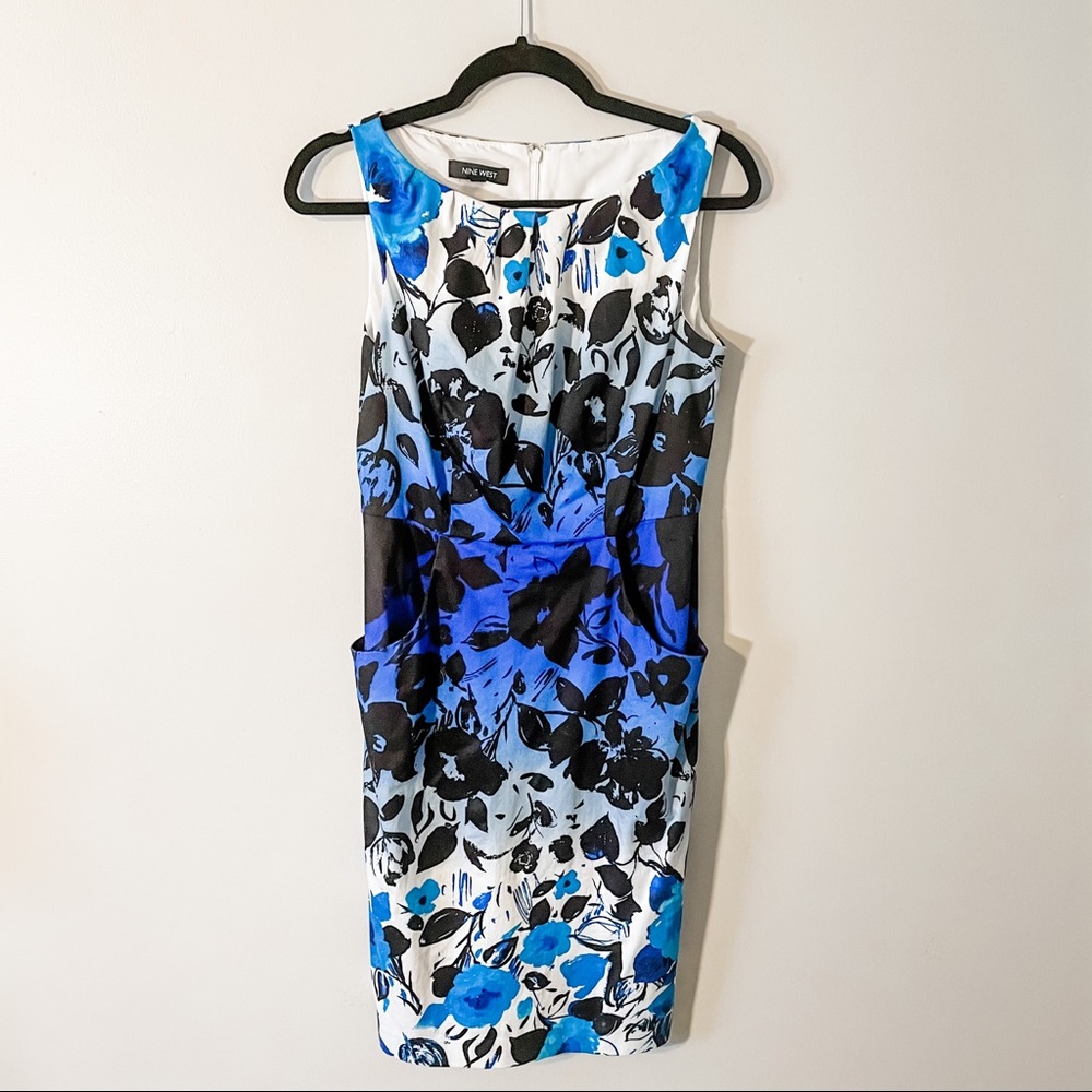 Nine West dress blue and black pattern